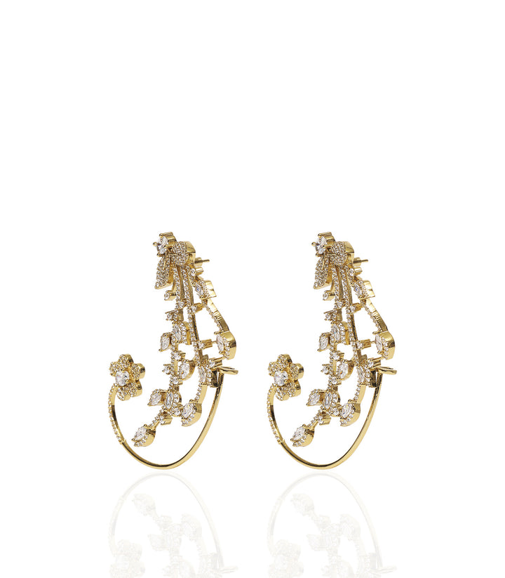 CHANDRIKA ANTIQUE GOLD FINISH ZIRCON EARCUFF