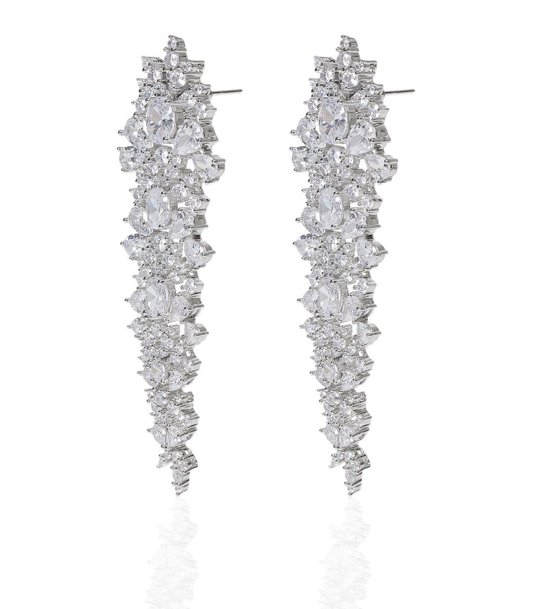 ISHANA SILVER FINISH ZIRCON EARRING