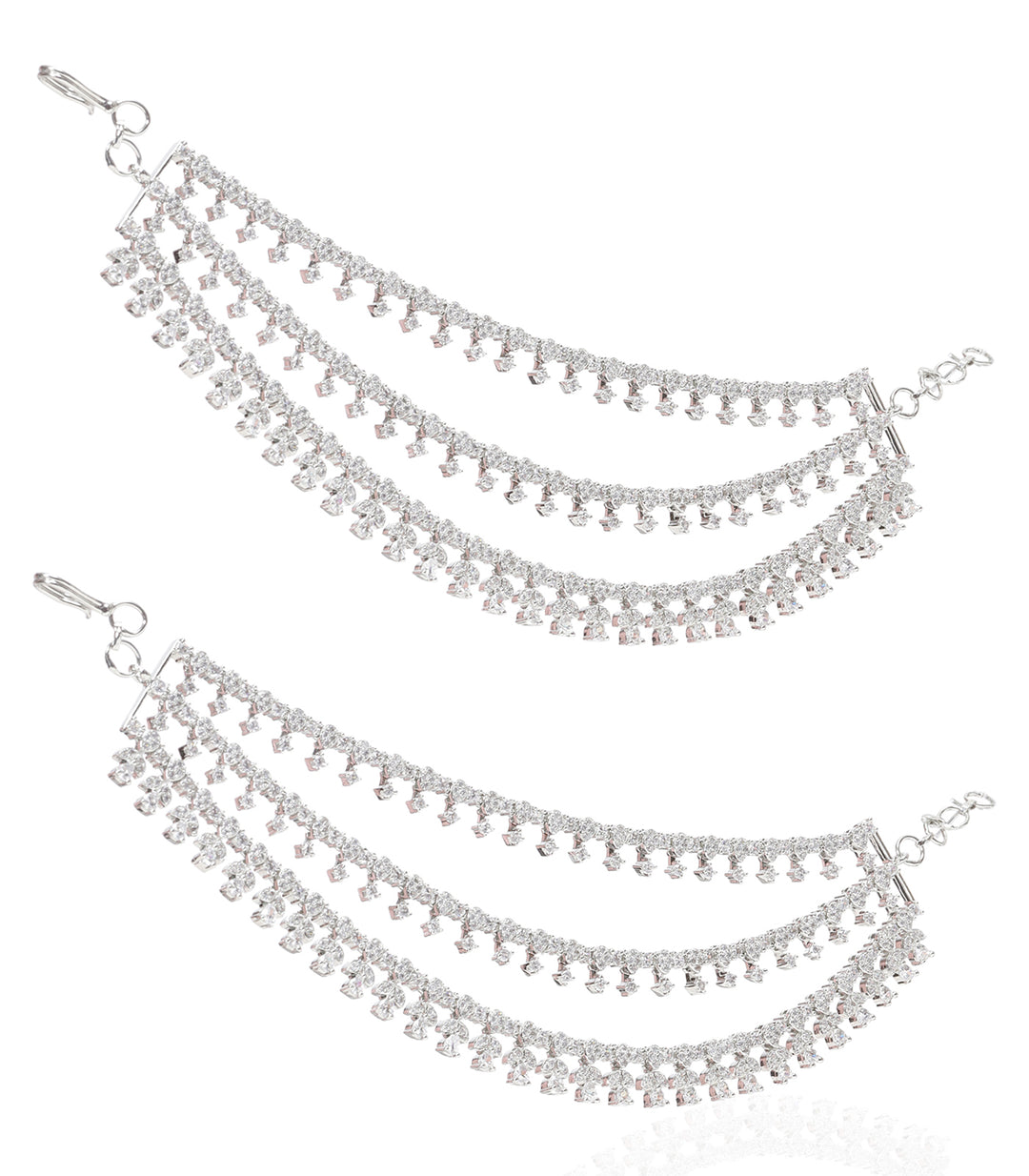 ANAYA SILVER FINISH ZIRCON EARCHAIN