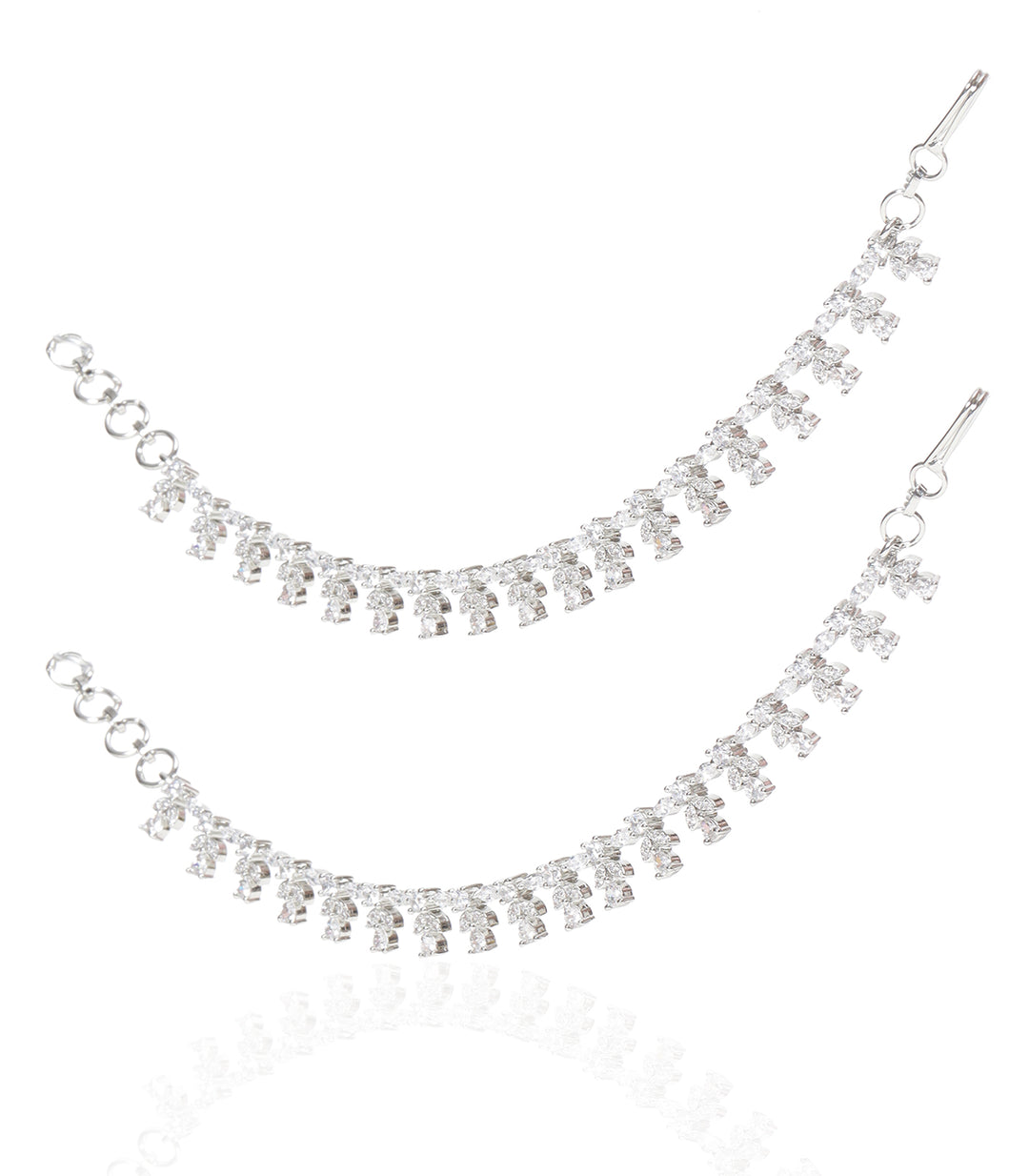 MANSI SILVER FINISH ZIRCON EARCHAIN