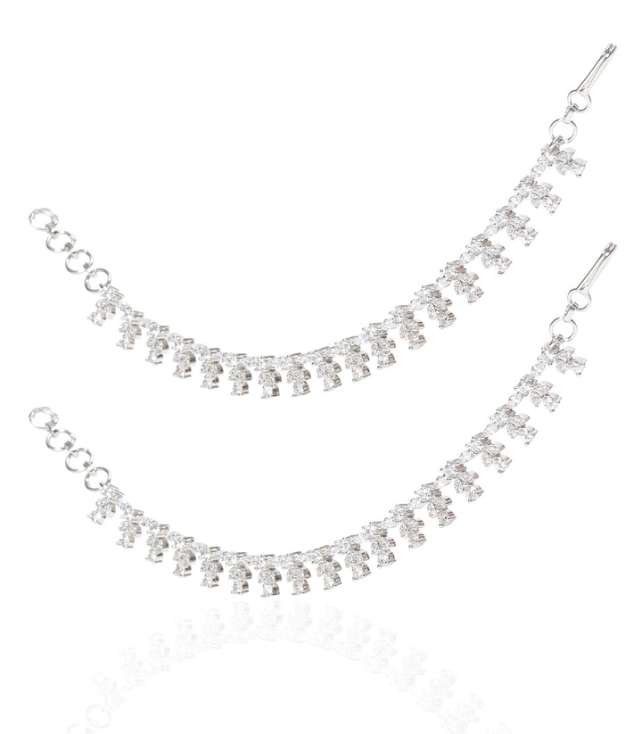 MANSI SILVER FINISH ZIRCON EARCHAIN