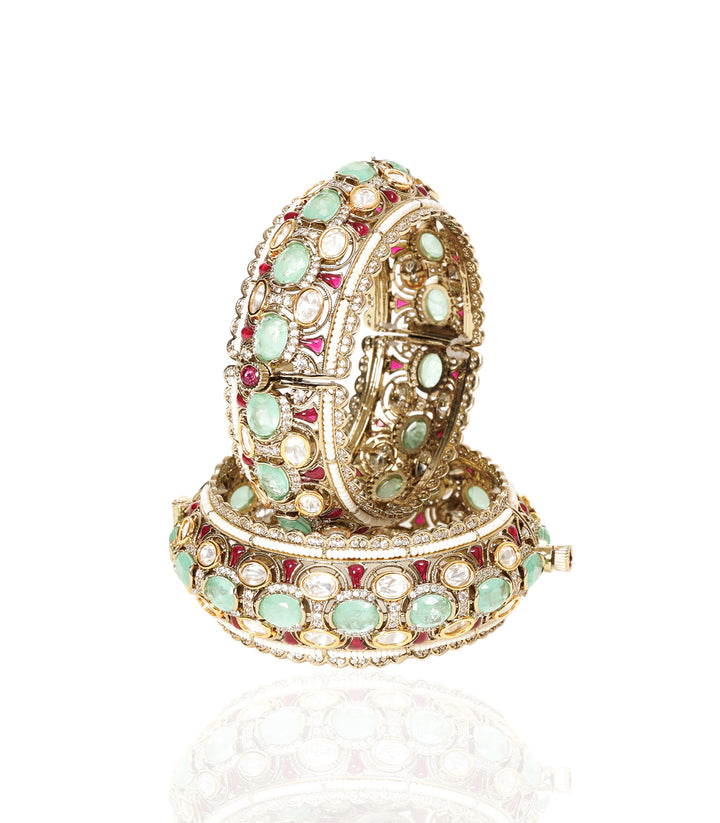 PRIYA RUBY & MINT POLKI BANGLES