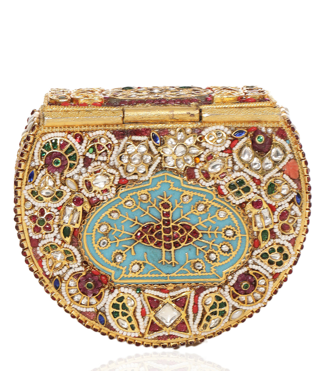 SAANVI RED & GREEN KUNDAN HAND BAG