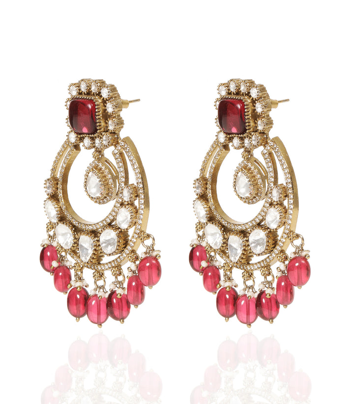 ESHNI RED POLKI CHANDBALI