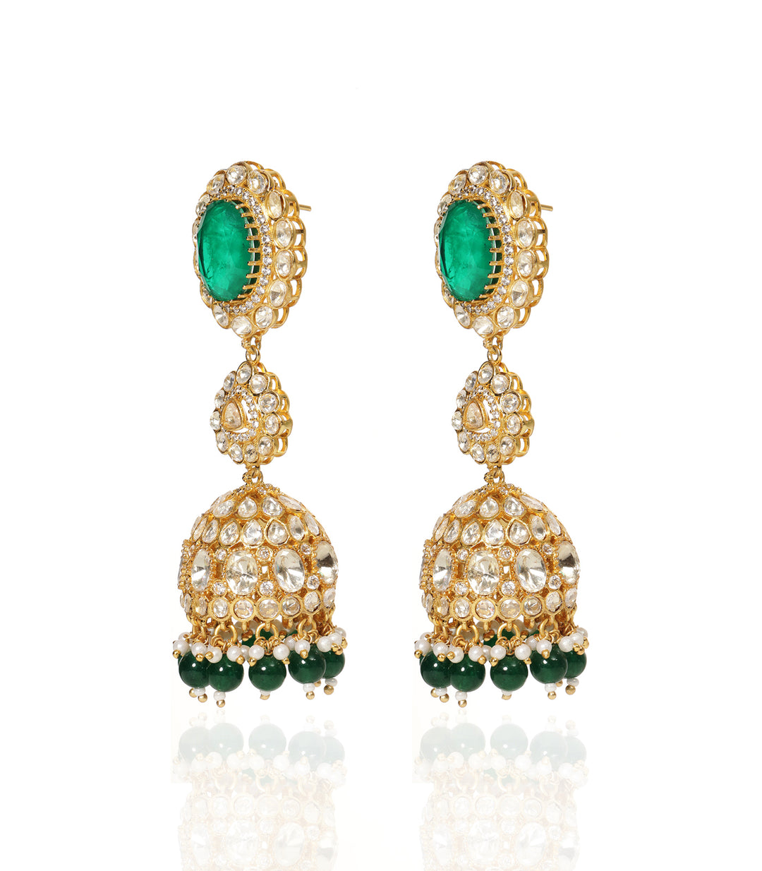 SIMRAN GREEN POLKI JHUMKA