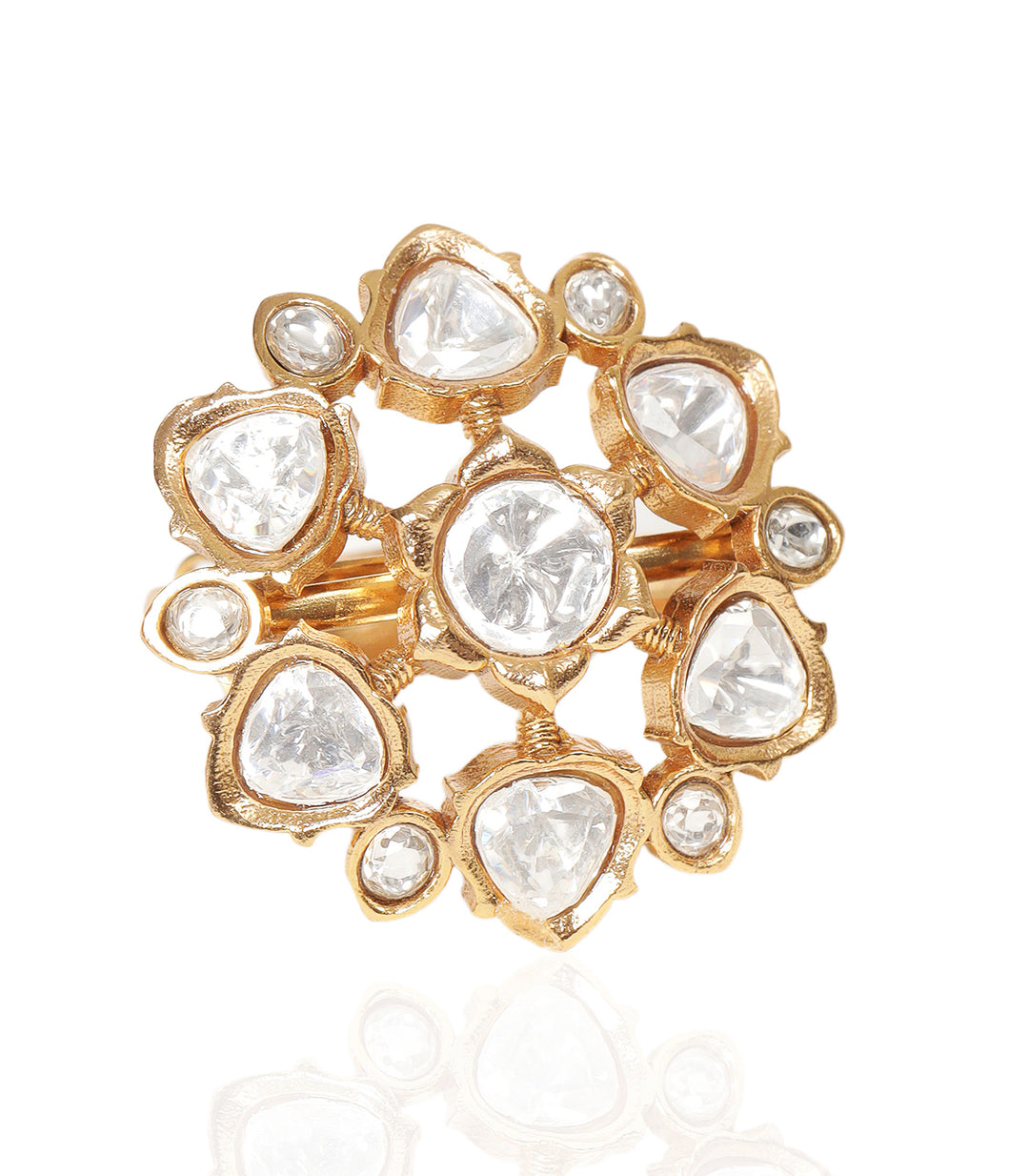 ANVI GOLD PLATED POLKI RING