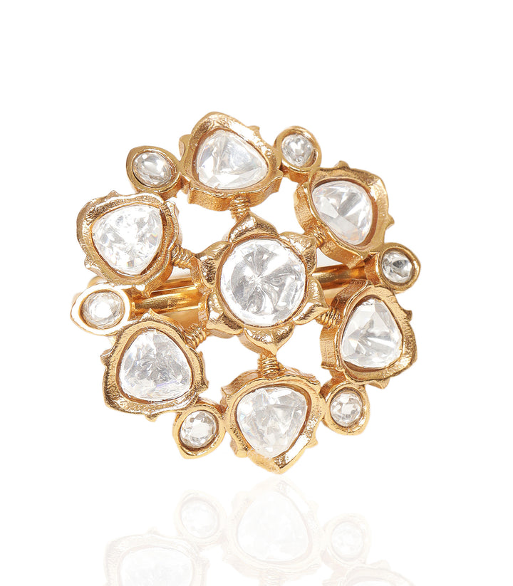 ANVI GOLD PLATED POLKI RING