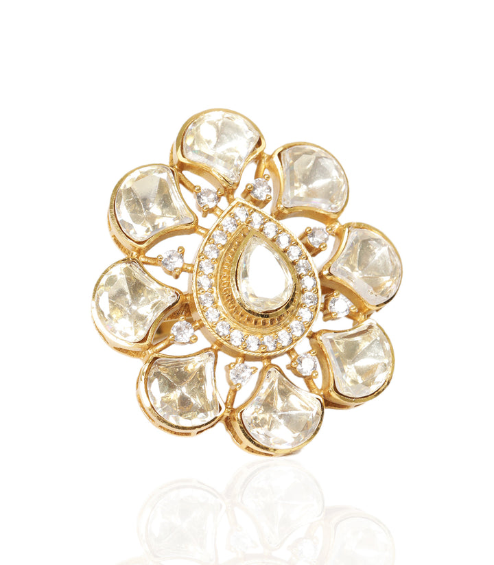 JIVIKA GOLD PLATED POLKI RING