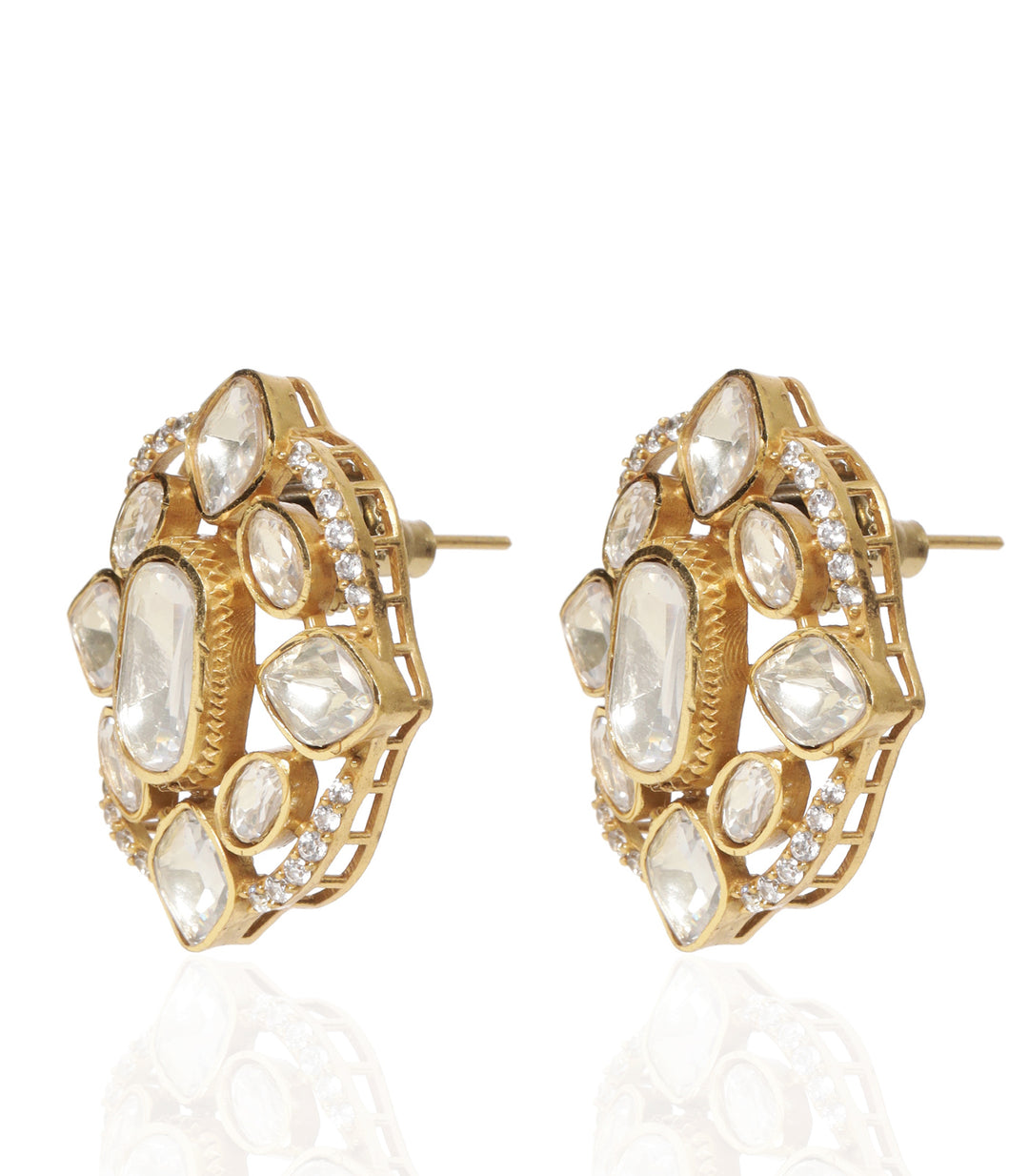 DHANYA GOLD PLATED POLKI STUD