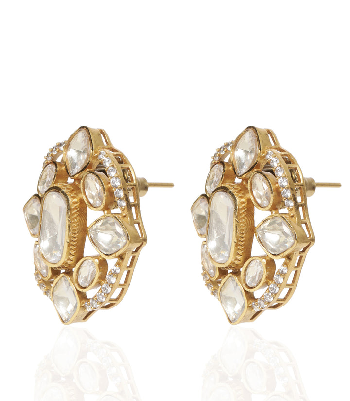 DHANYA GOLD PLATED POLKI STUD