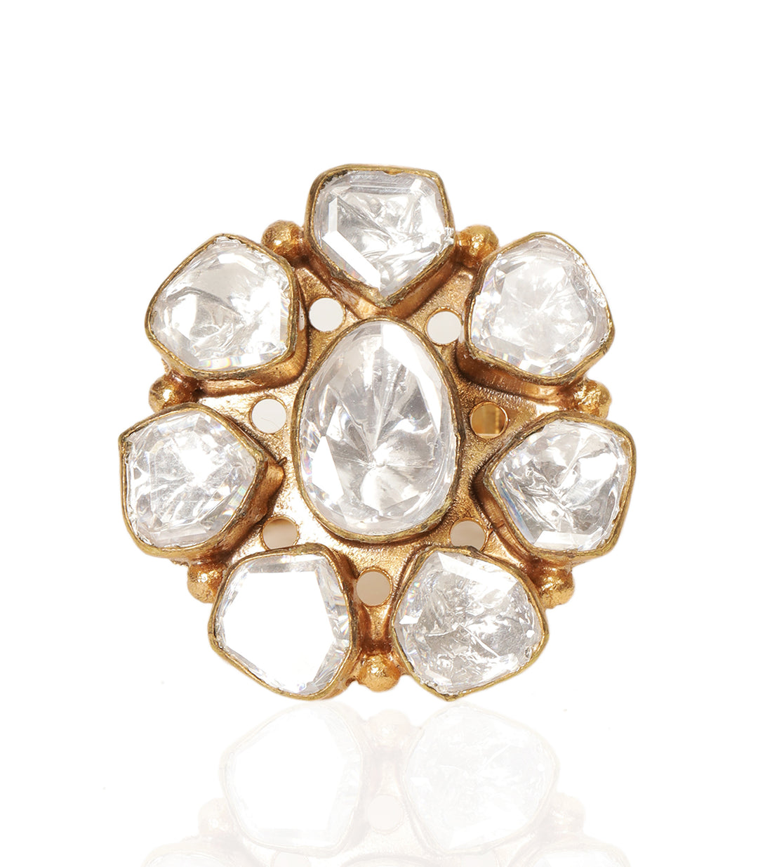 ELENA GOLD PLATED POLKI RING