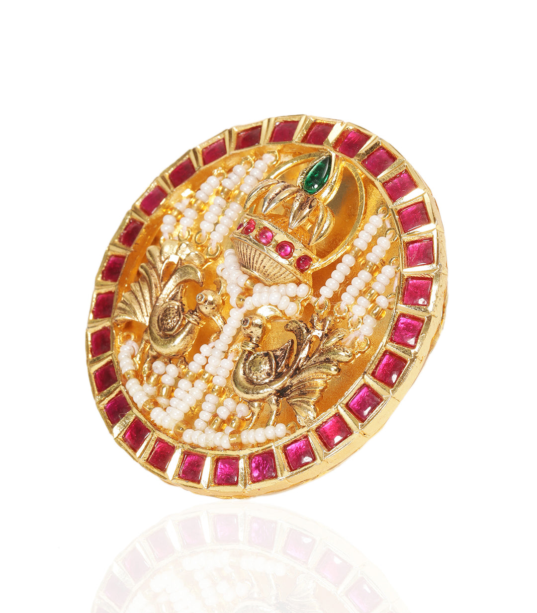 PARNIKA RED & GREEN KUNDAN RING