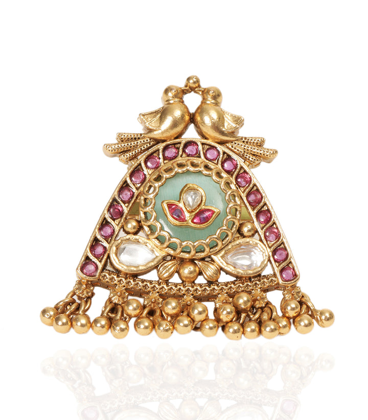 KANHA RED & MINT KUNDAN RING