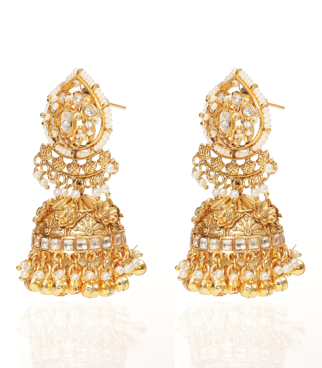MEHER GOLD PLATED POLKI JHUMKA