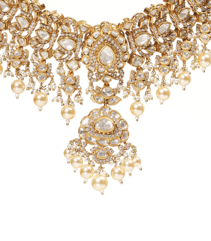 RUHI GOLD PLATED POLKI NECKLACE SET