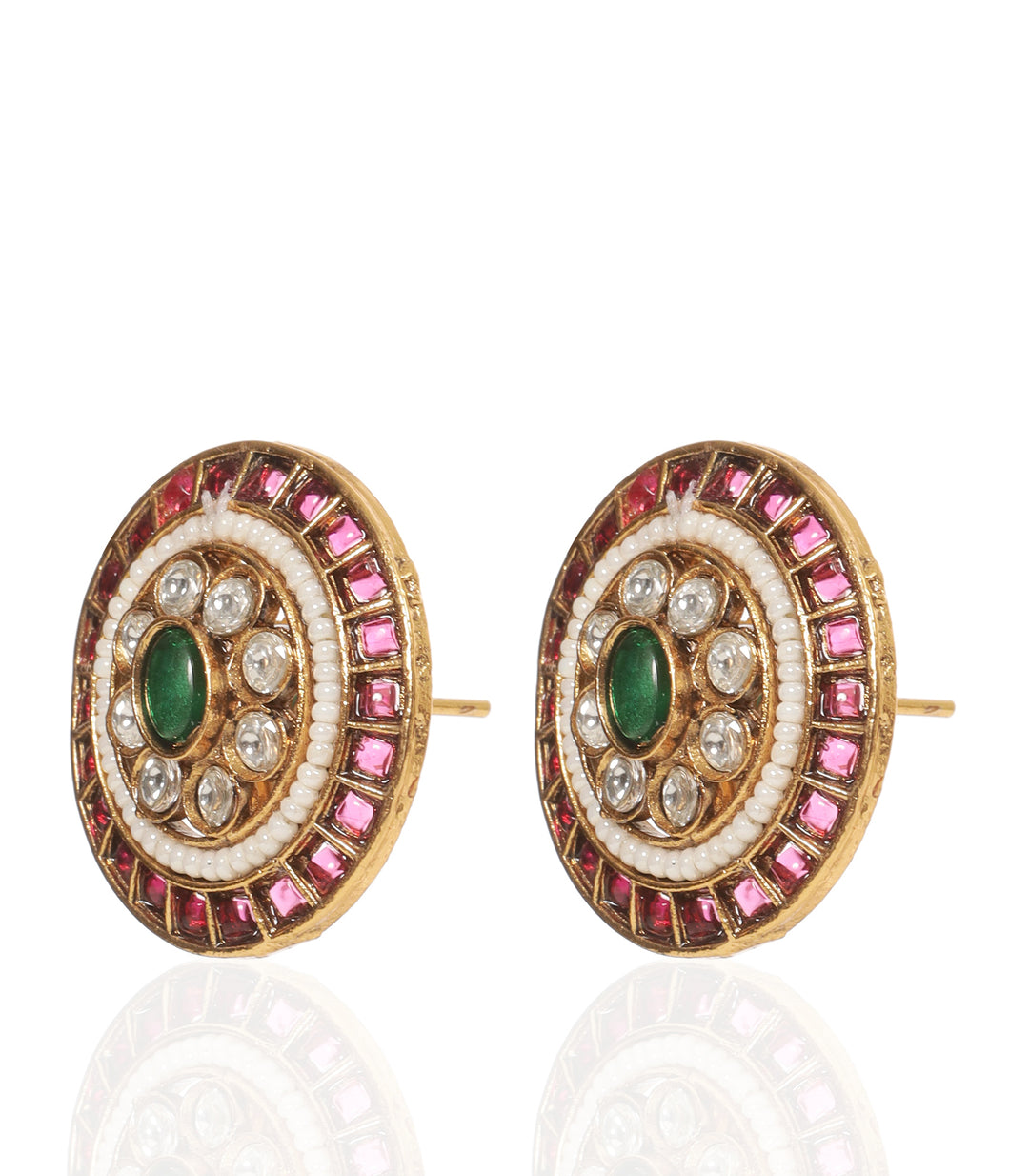 AVNI RED & GREEN KUNDAN STUD