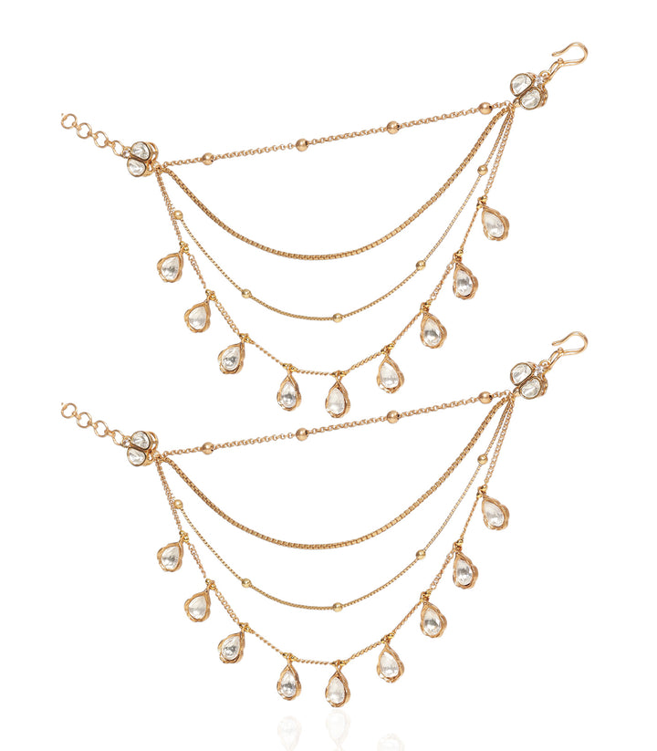 BARUNI GOLD PLATED POLKI EARCHAIN