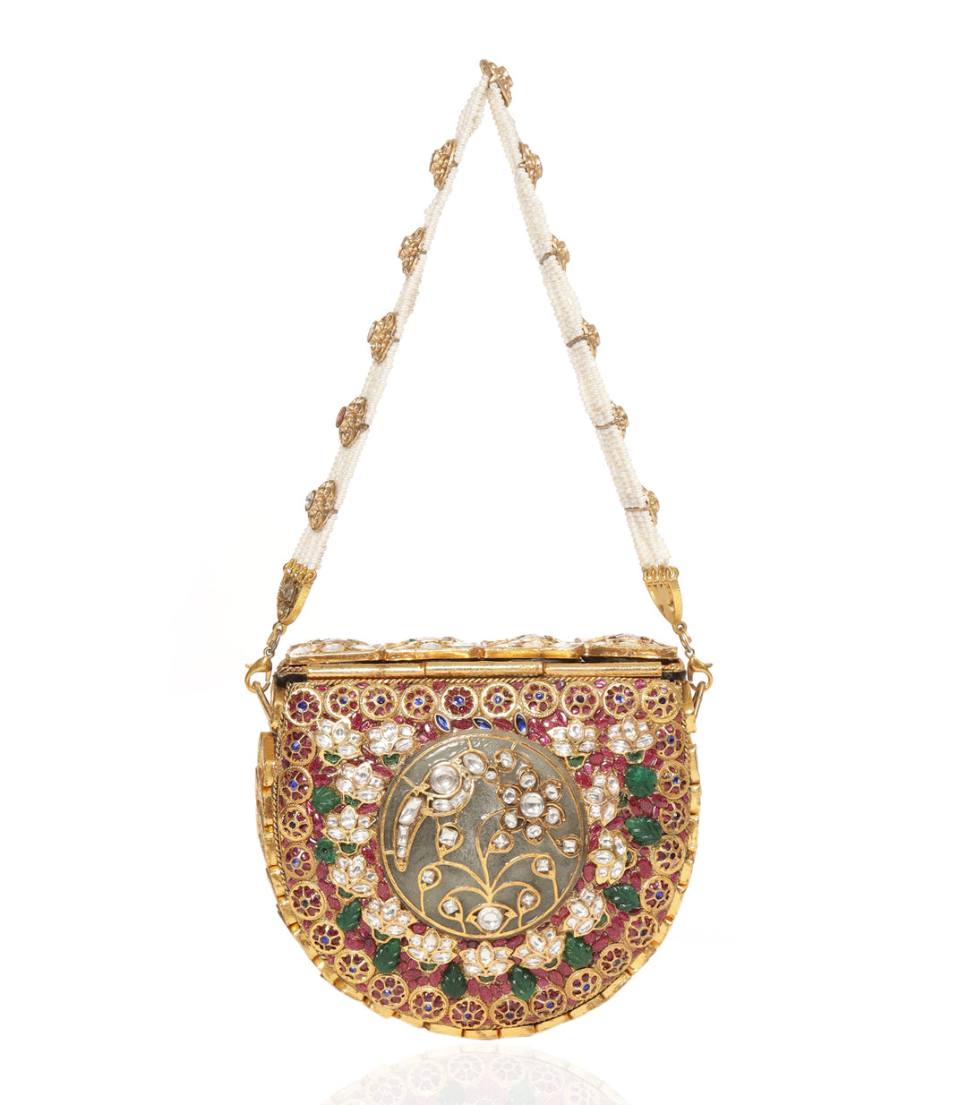 SAMAR RED & GREEN KUNDAN HAND BAG