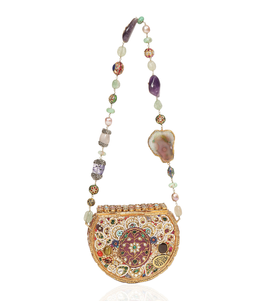 MIRA RED & GREEN KUNDAN HAND BAG