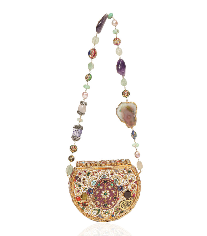 MIRA RED & GREEN KUNDAN HAND BAG