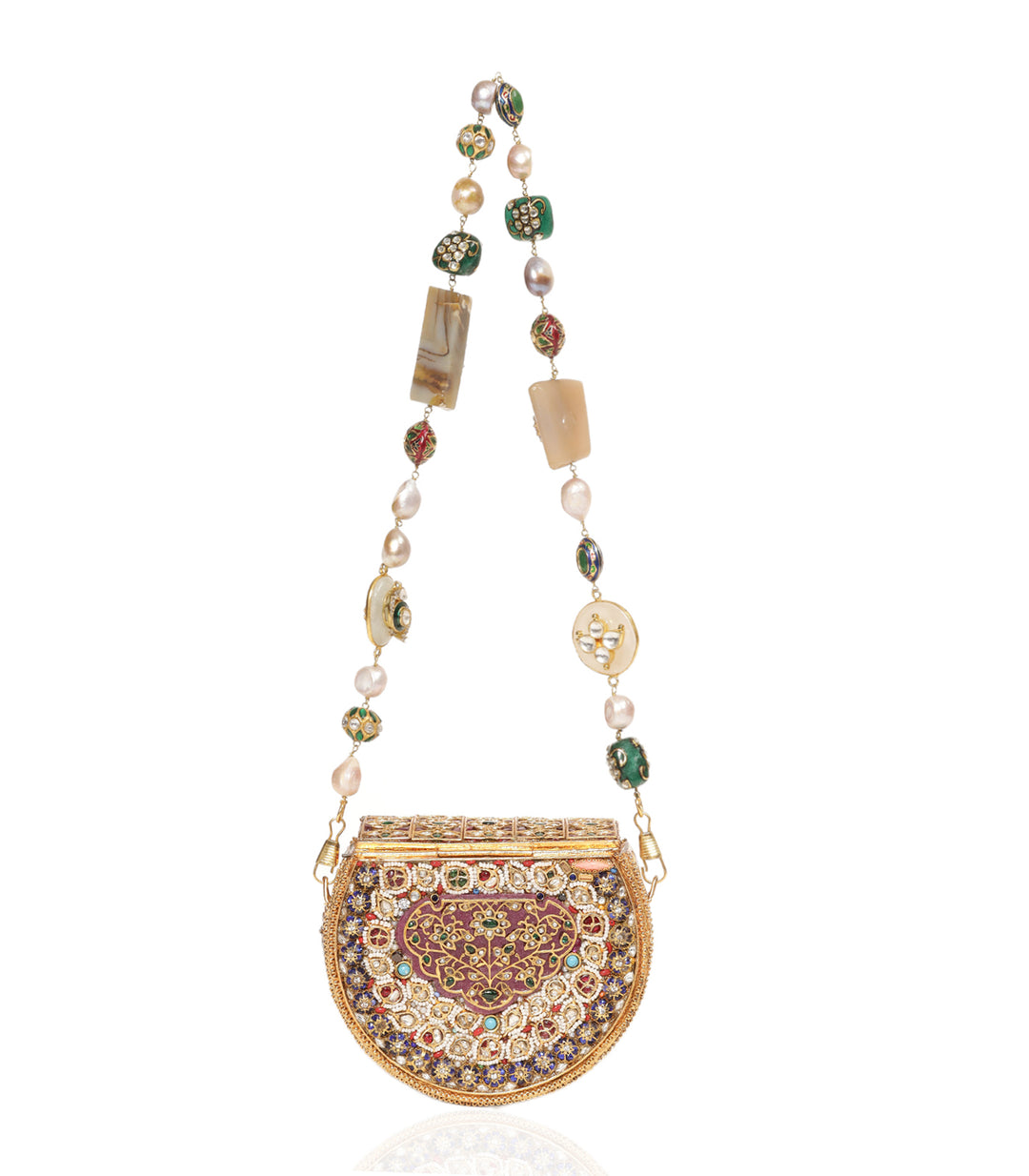 NITARA RED & GREEN KUNDAN HAND BAG