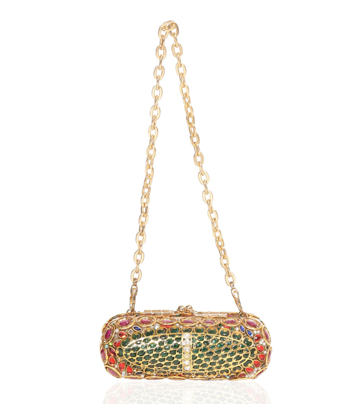 RANI RED & GREEN KUNDAN HAND BAG