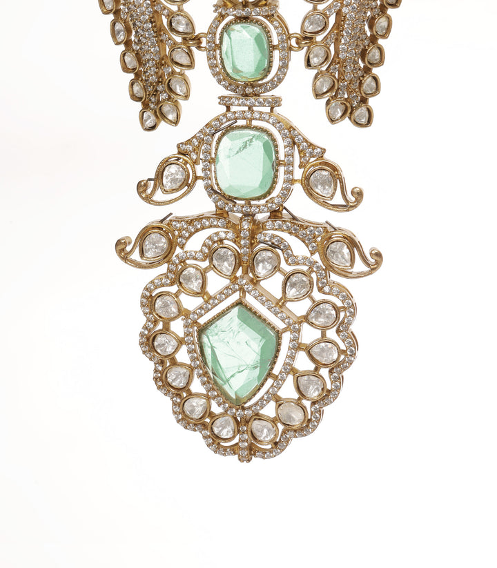 YASHIKA MINT POLKI NECKLACE SET