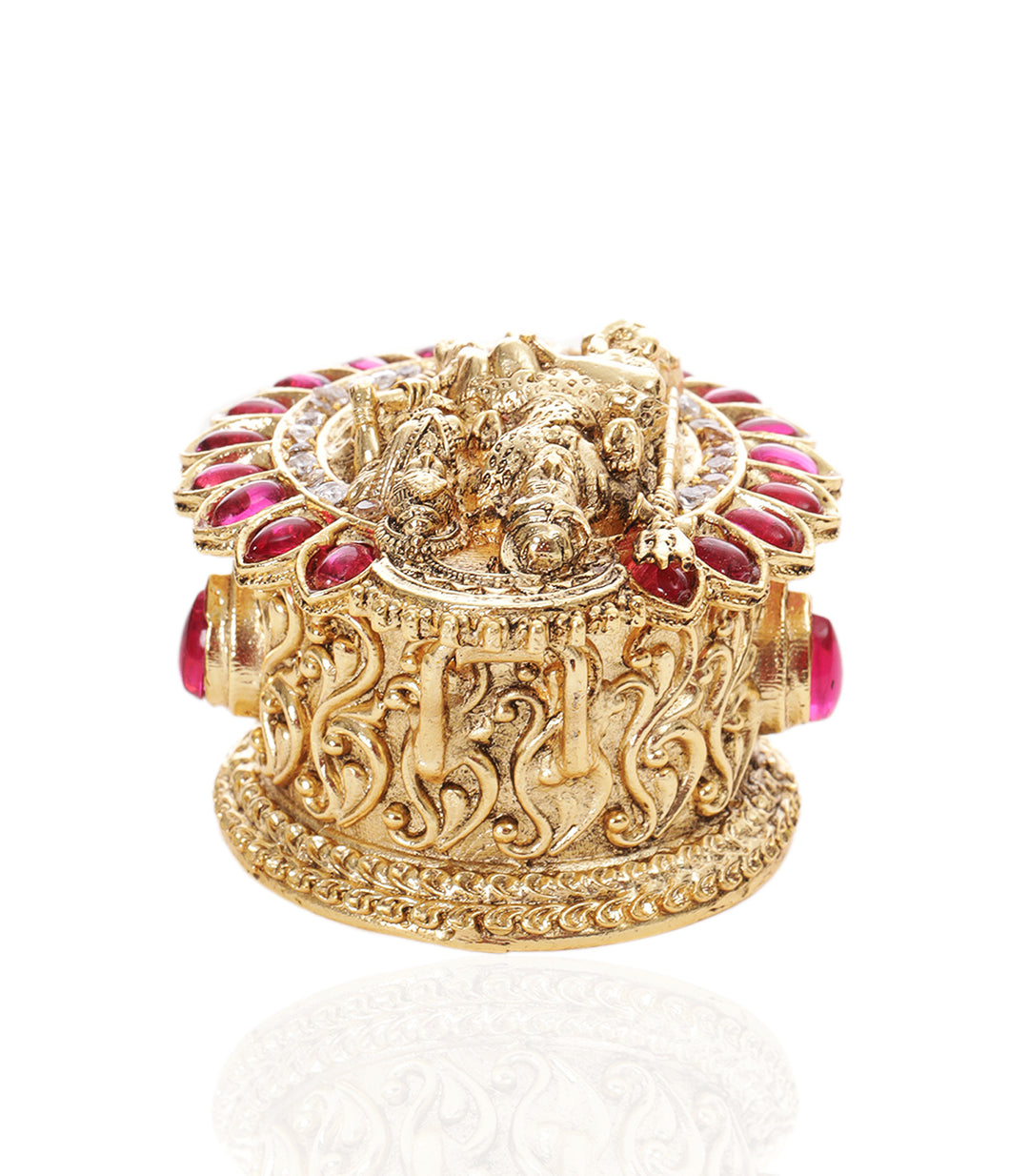 GOLD PLATED RED & GREEN SHIV PARVATI ORNATE BOX