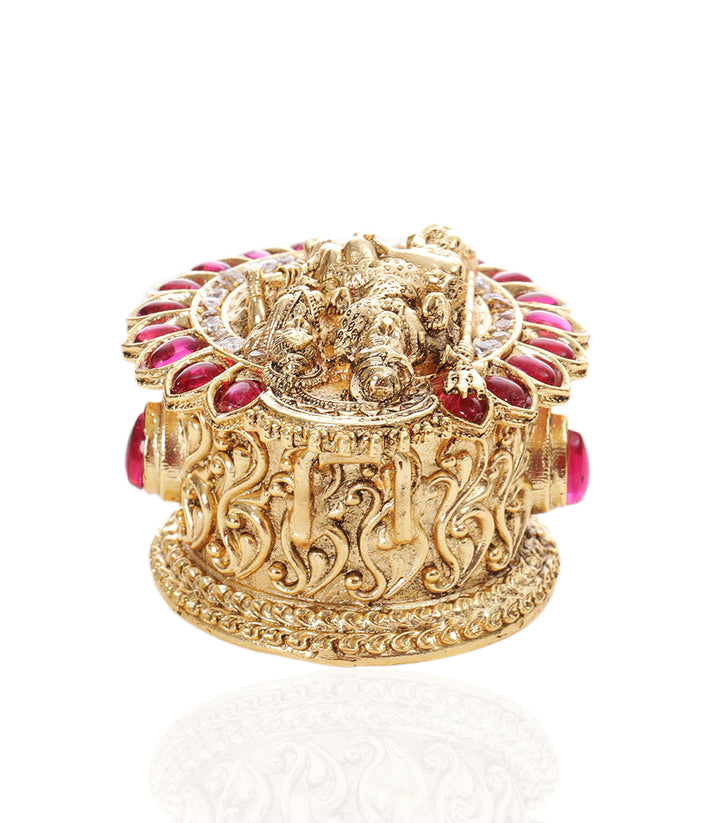 GOLD PLATED RED & GREEN SHIV PARVATI ORNATE BOX