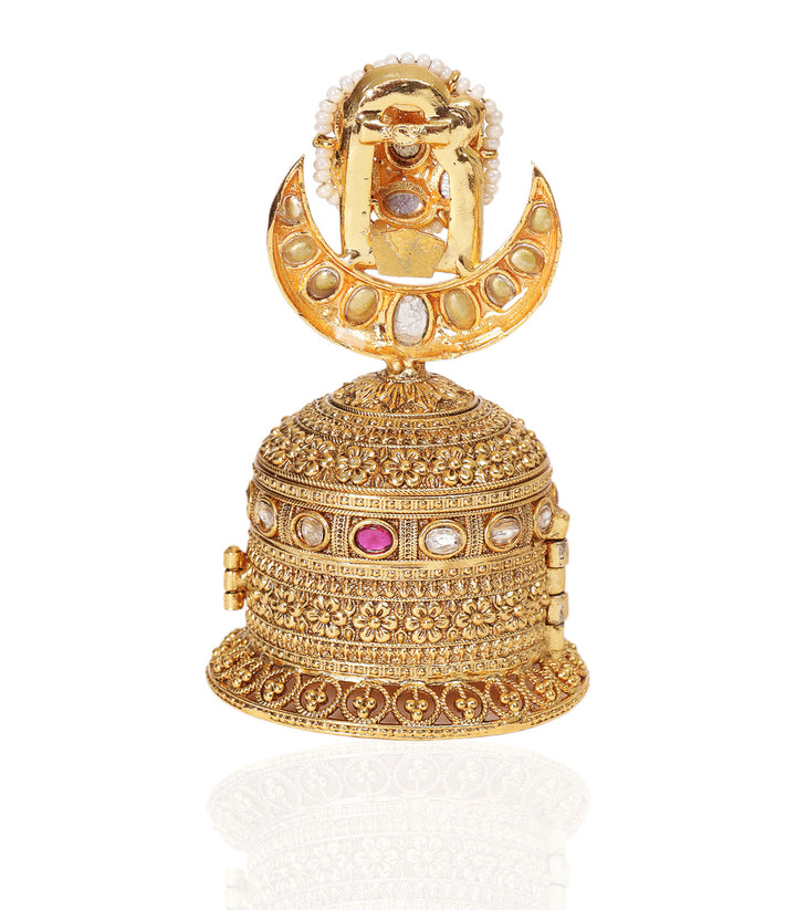 RUBY GOLD PLATED RED & GREEN KUNDAN ORNATE BOX