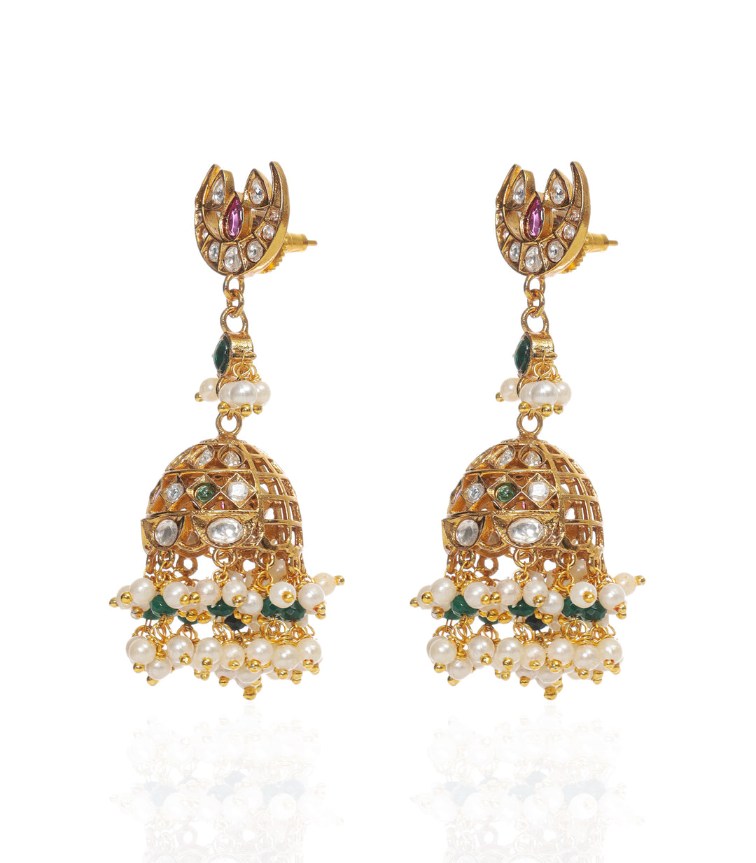 AVNI RED & GREEN POLKI JHUMKA
