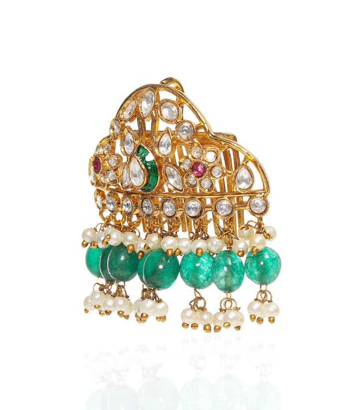BRINDA RED & GREEN  KUNDAN JUDA PIN