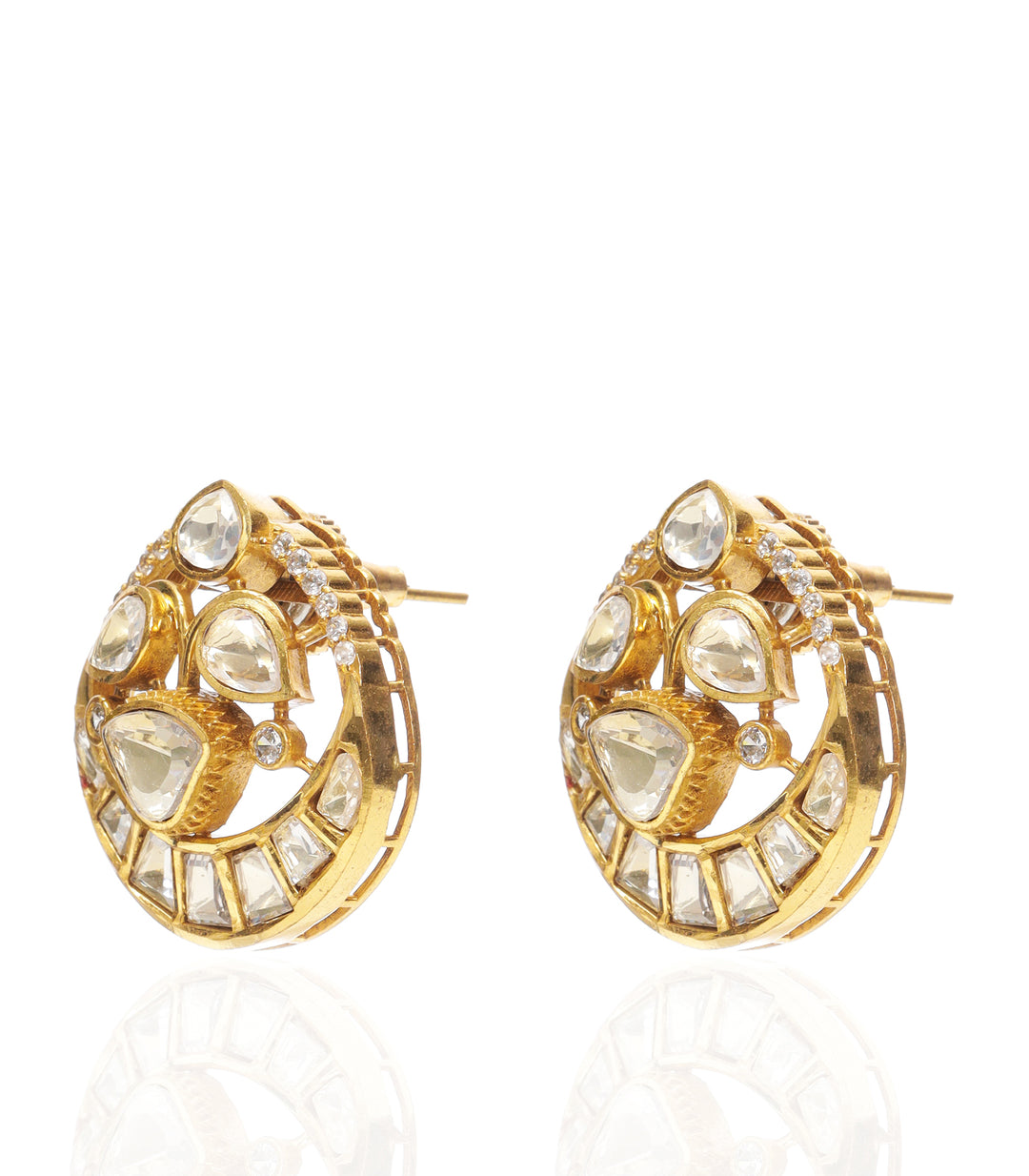 KRSHNAVI GOLD PLATED POLKI STUD
