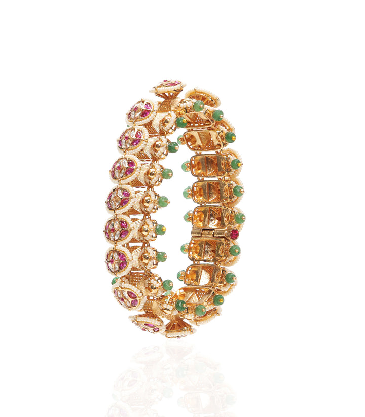 MIHIRA RED & GREEN KUNDAN BANGLE