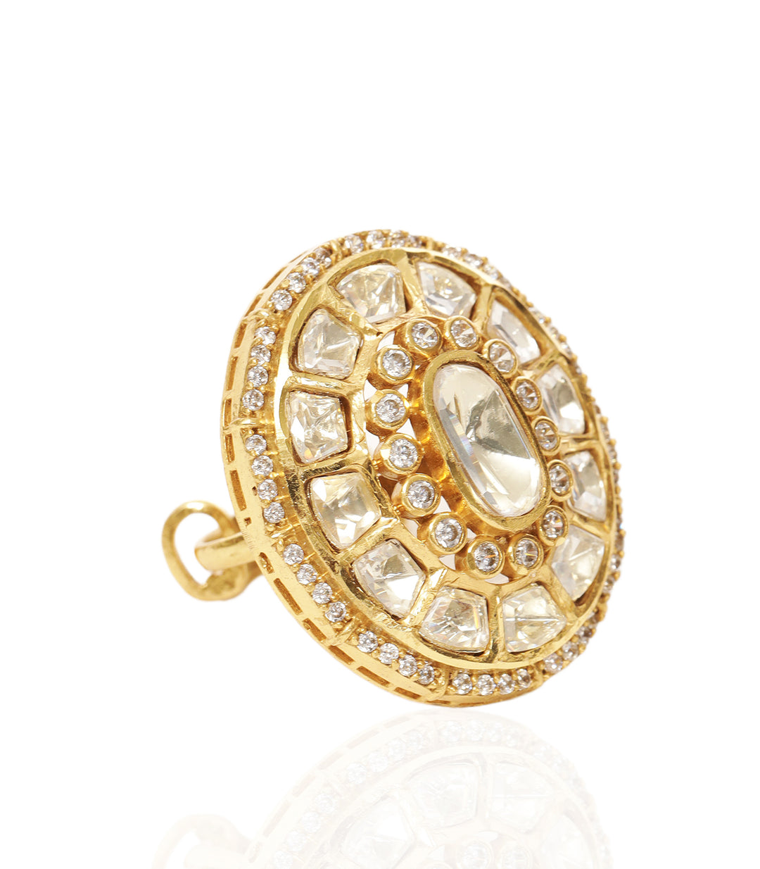 NIMA GOLD PLATED POLKI RING