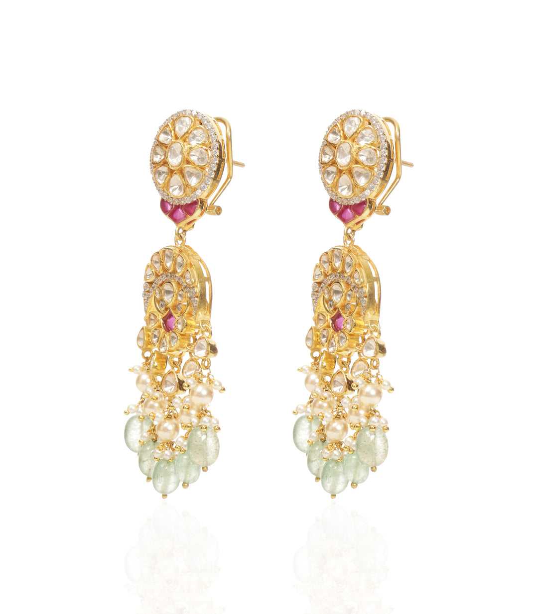 AASHI RED & GREEN MOISSANITE STATEMENT EARRING