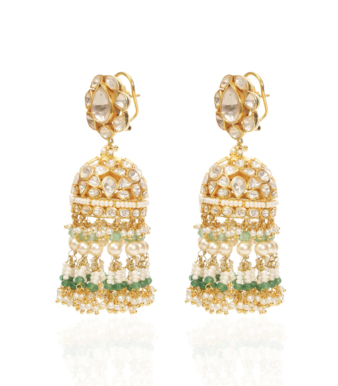 CHANDRA GREEN MOISSANITE JHUMKA
