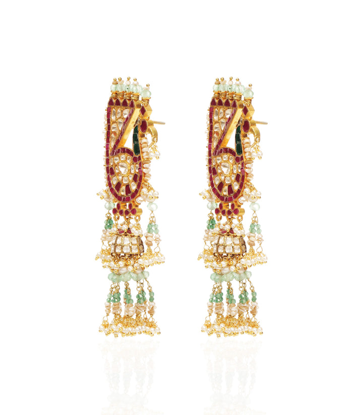 TANVI RED & GREEN MOISSANITE JHUMKA