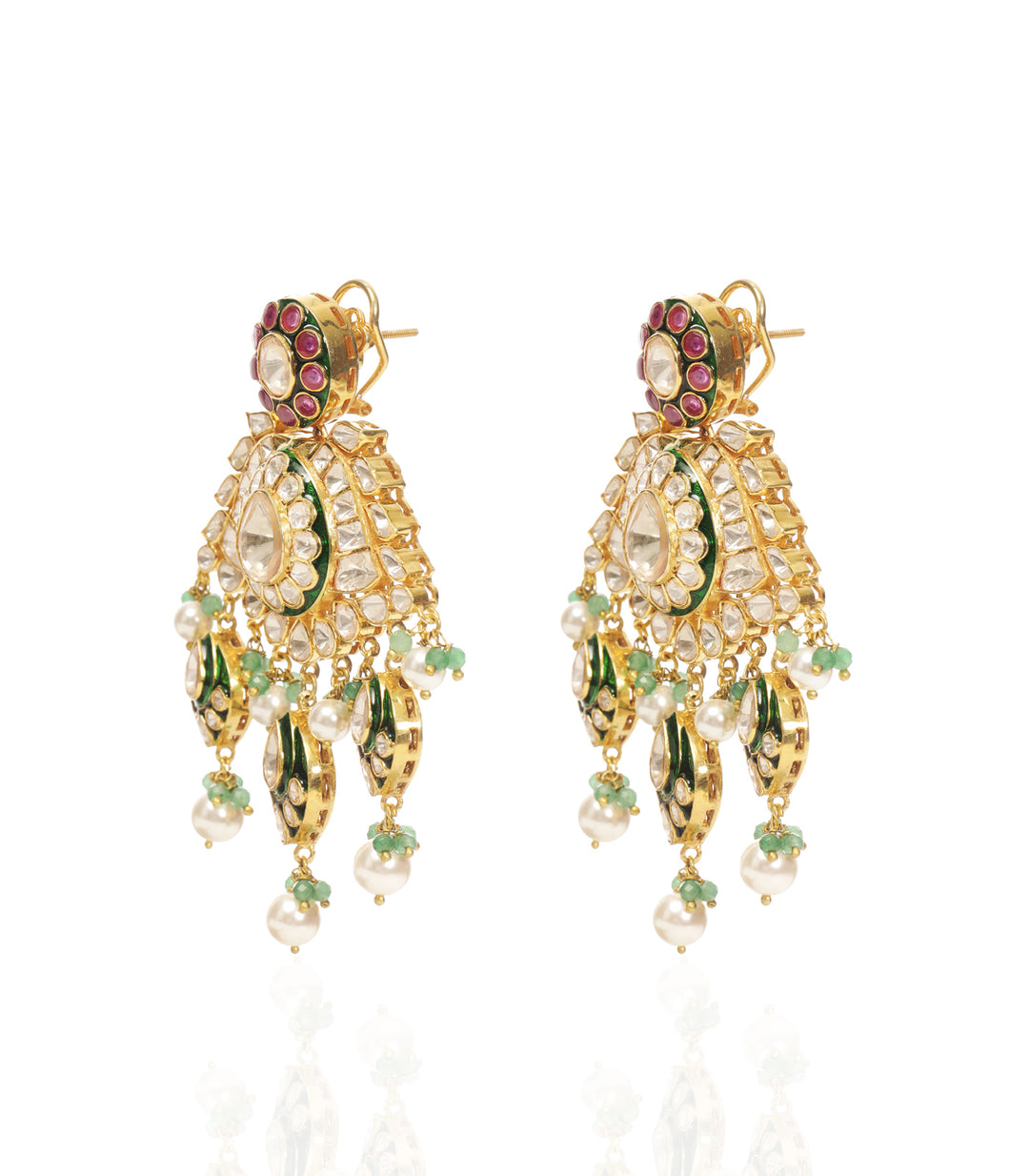 BHAWNA RED & GREEN MOISSANITE CHANDBALI