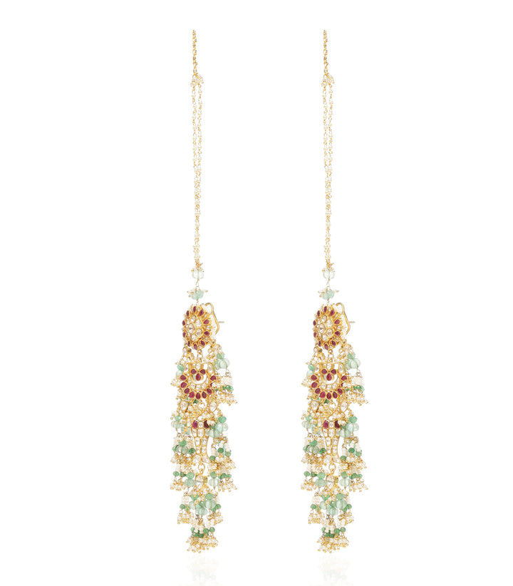GARIMA RED & GREEN MOISSANITE STATEMENT EARRING