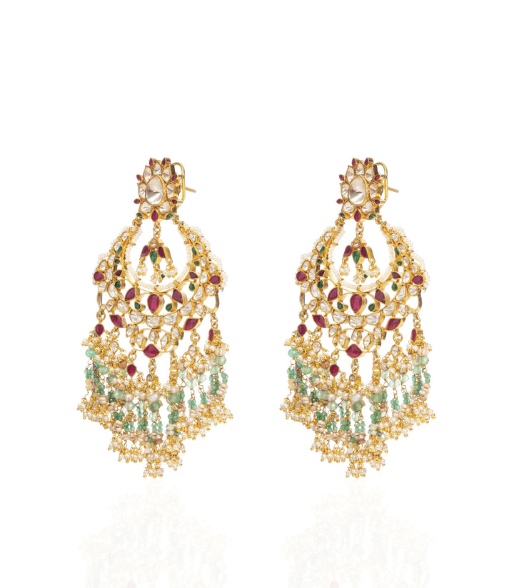 RISHIKA RED & GREEN MOISSANITE CHANDBALI