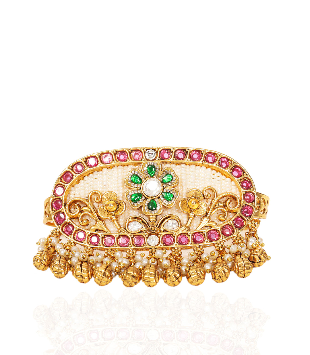 GEETIKA RED & GREEN  KUNDAN RING