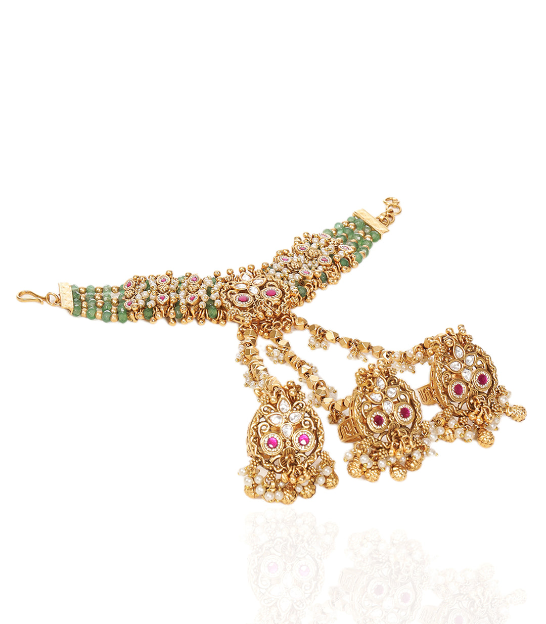 SUNITI RED & GREEN KUNDAN HATHPHOOL