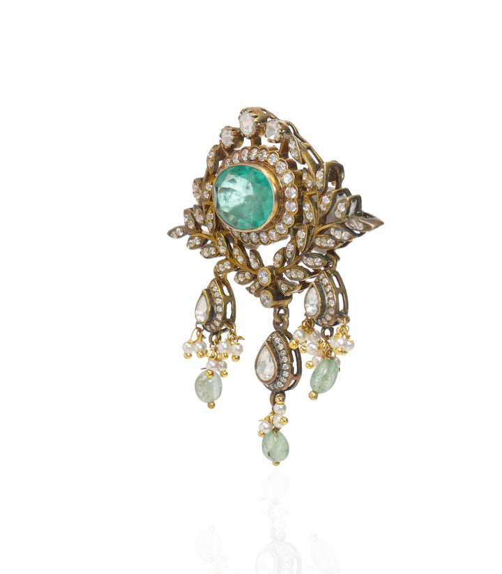 MEHER GREEN MOISSANITE BROOCH