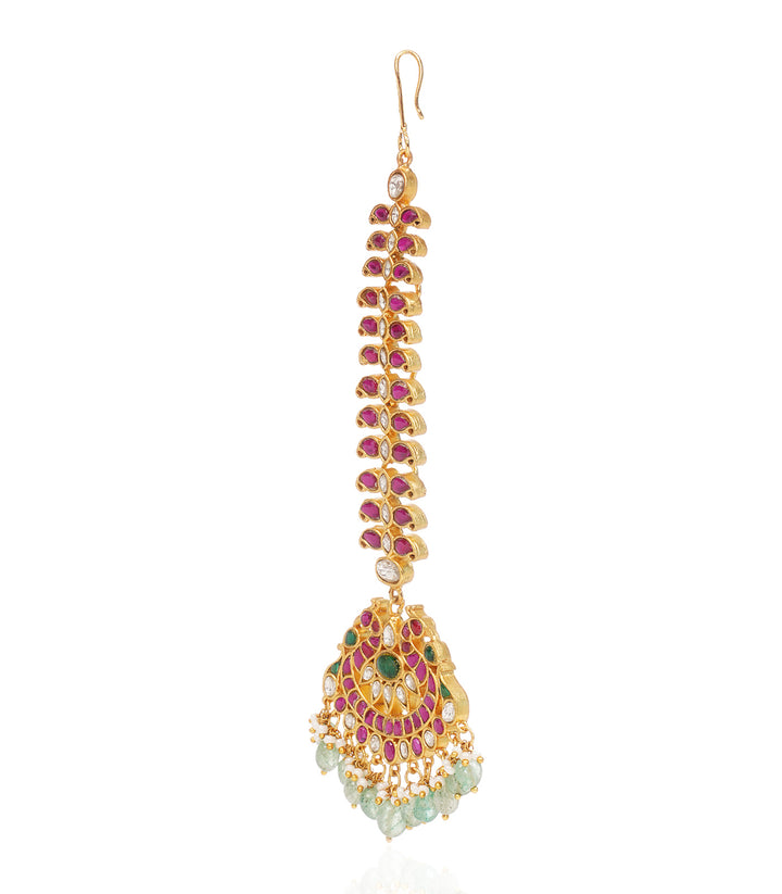 NAYA RED & GREEN KUNDAN TIKKA