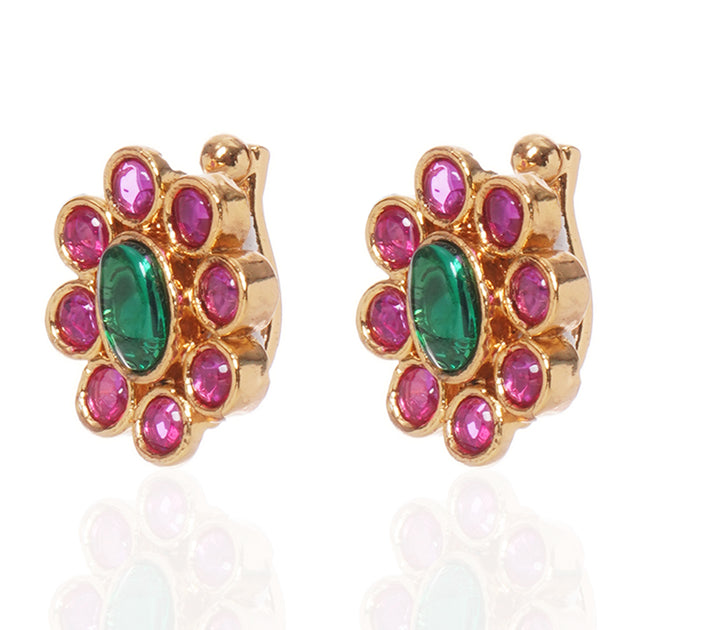 PRIYA  RUBY & GREEN ONYX  STUDS