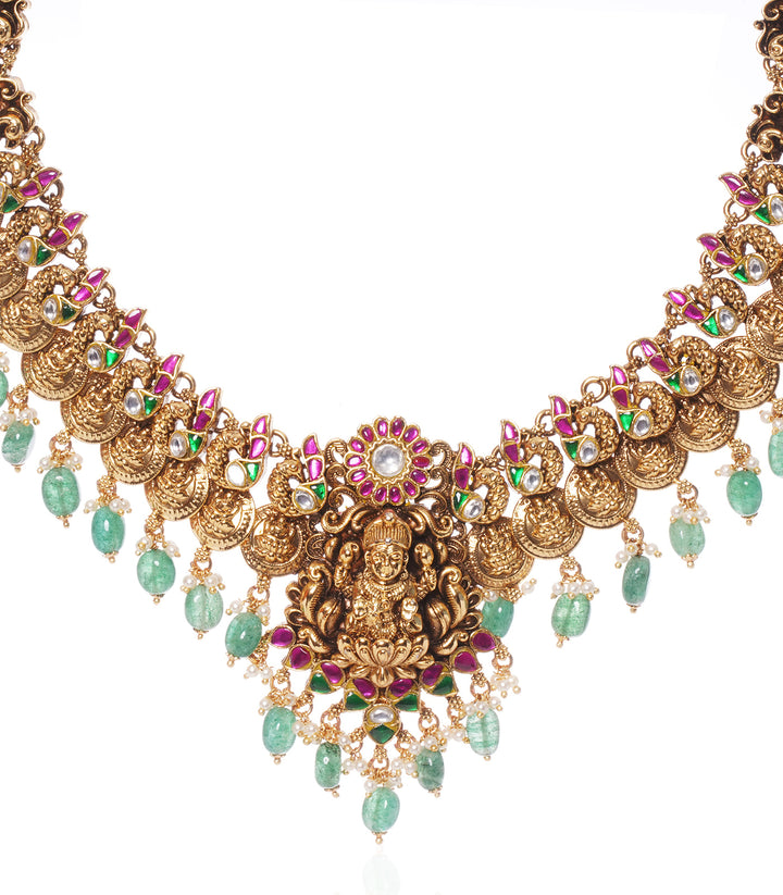 AROHI RED & GREEN  KUNDAN NECKLACE