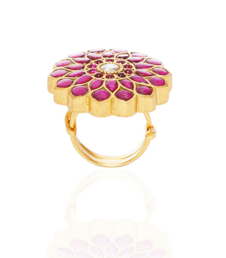 BHUMI RED KUNDAN RING