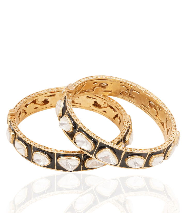 CHAITALI BLACK  POLKI BANGLES