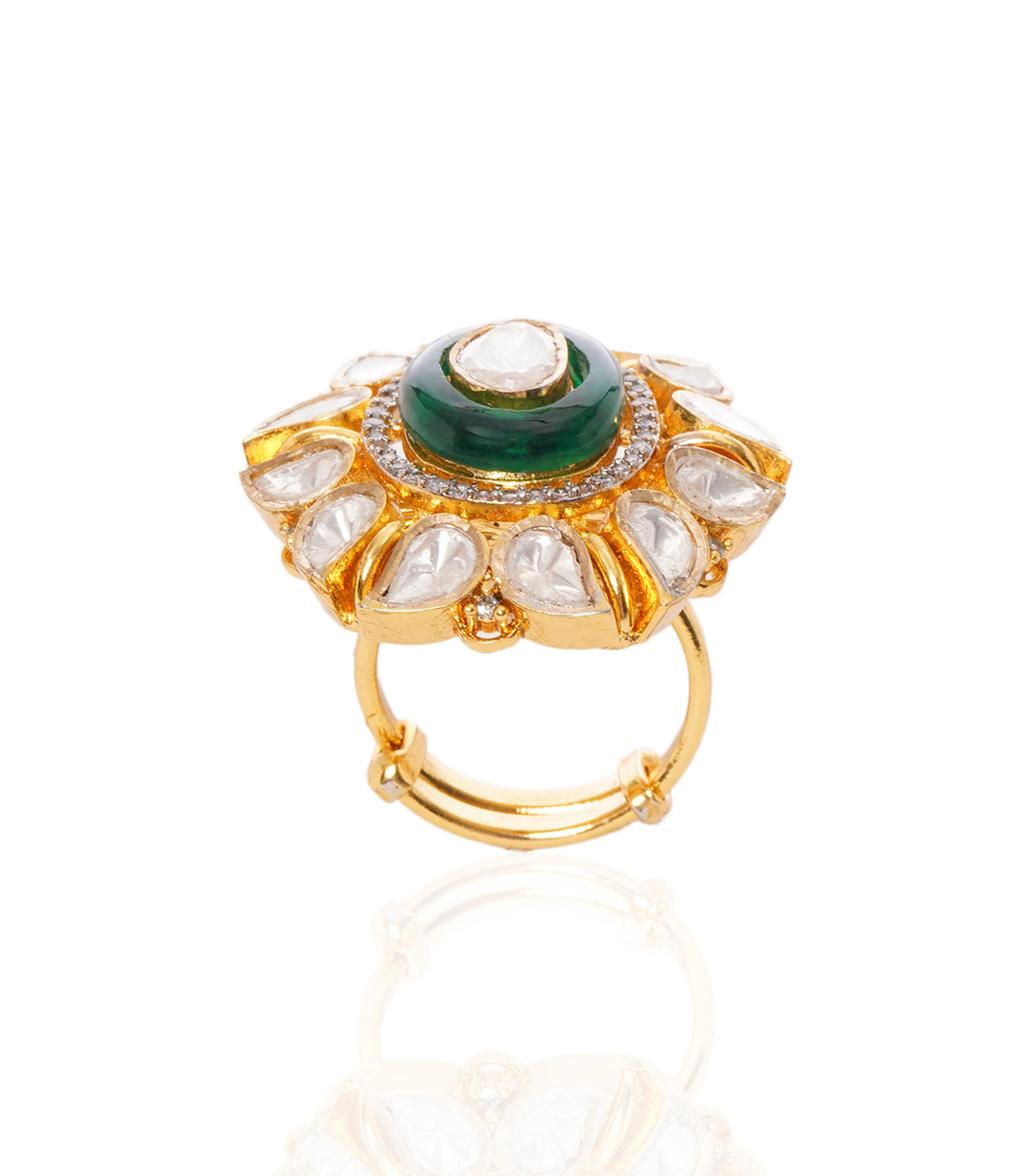 ADWIKA GREEN POLKI RING